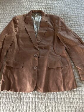 Vintage Austin Reed lined linen blazer in taupe tan Sz 6 / 8